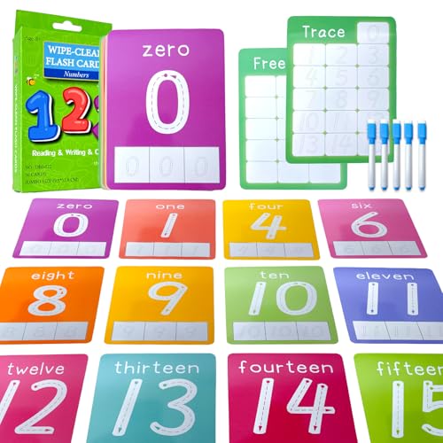 Number Flash Cards for Toddlers with 5 Dry Erase Pens, Numbers 0-25/30-100 Preschool Fun Learning Card, 36PCS Double Sides Counting Flashcards,Early Education Flashcards for Kids Ages 1-5