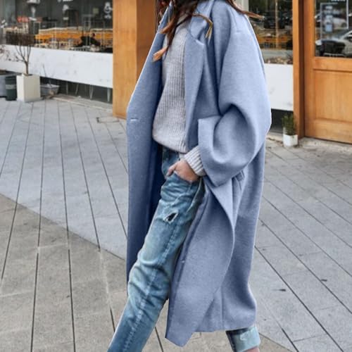 Maiyifu-GJ Women's Winter Long Wool Blend Coats Double Breasted Wool Trench Coat for Women Long Sleeve Notched Lapel Overcoat2