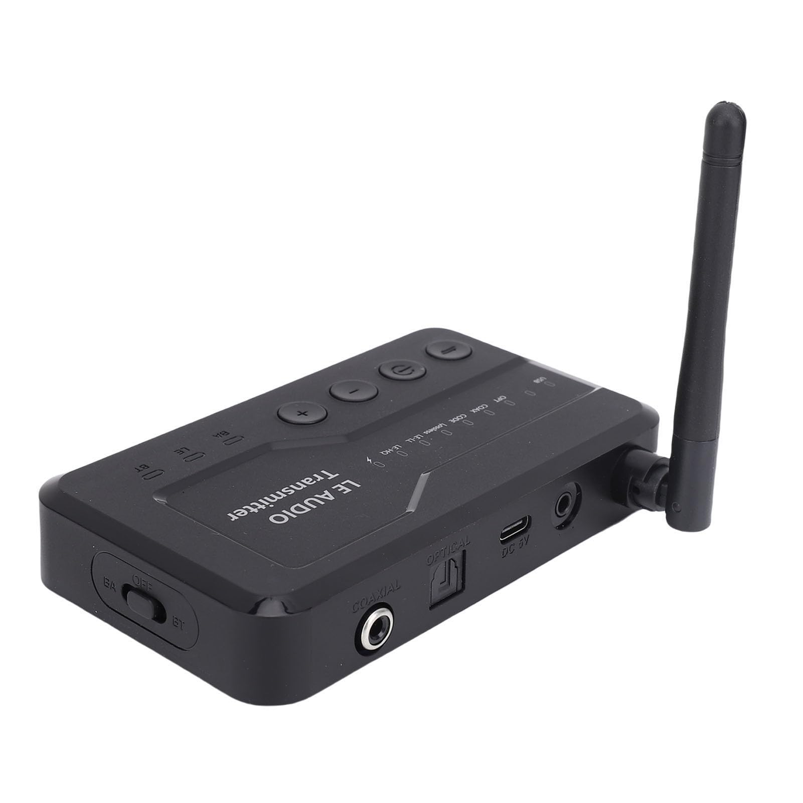 Fabater Adattatore per Trasmettitore Audio Wireless Bluetooth, Streaming Portatile a Lungo Raggio per Uso Domestico Ed Esterno con Ingressi USB AUX OPT COAX