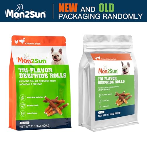 Mon2Sun Dog Treats, Triple Flavor 5 Inch Chicken Liver Duck And Chicken Wrapped Rawhide Snacks For Small And Medium Dogs thumb #7