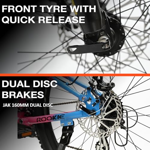 Image of CROW - Rookie PRO 24 Speed | 26 inch Mountain Bicycle for Men with Down Hill Suspension Fork | Jak Dual disc Brakes | 24 Speed Gear Cycle for Boys with 5 to 5.4FT | 26 INCH Unisex MTB
