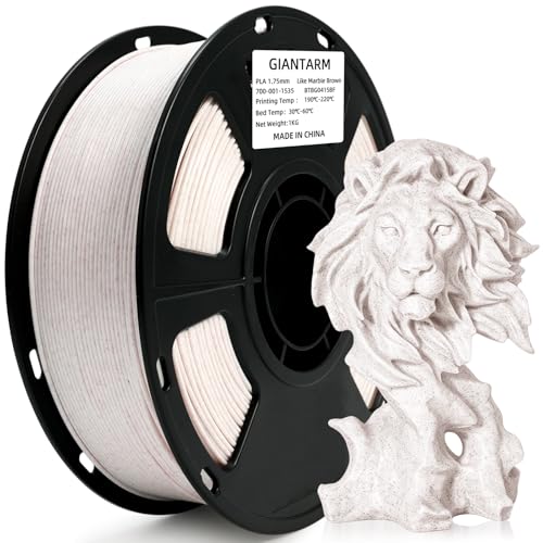 Image of GIANTARM 3D Printer Filament 1.75mm,Marble White-Brown Stone Color PLA Filament 1kg(2.2lbs), Dimensional Accuracy + /- 0.02 mm,Fits for Most FDM 3D Printers