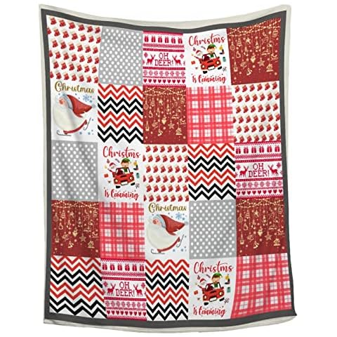 Christmas Print Blanket Super Soft Flannel Blanket for Sofa Couch Bed- Plush Warm Cozy Bed Quilts Home Decor for All Seasons - 50"x60"for Throw/Travel Cover
