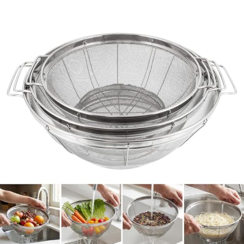 Cestas de pasta de acero inoxidable para enjuagar y drenar alimentos en la cocina 3