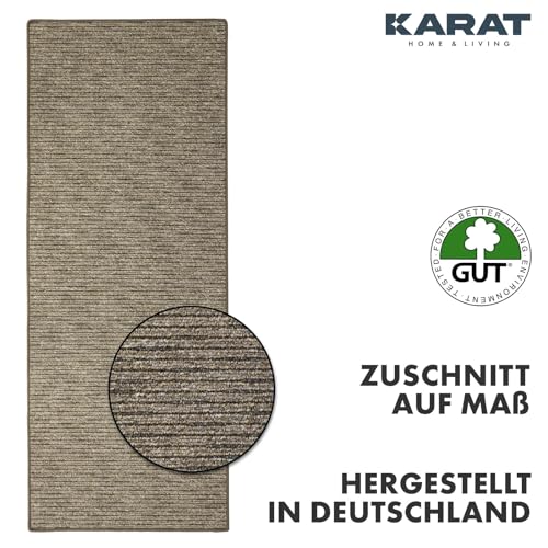 KARAT Teppich Läufer Geneva - Teppichläufer auf Maß - Meterware - Flurteppich - Küchenläufer - Teppich für Küche, Flur & Wohnzimmer (67 x 100 cm, Hellbraun)