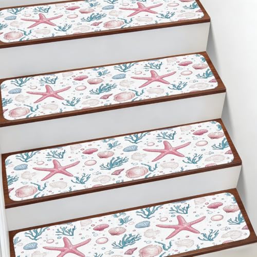 Protectores de escalera de interior para escalones de madera estilo playa 2
