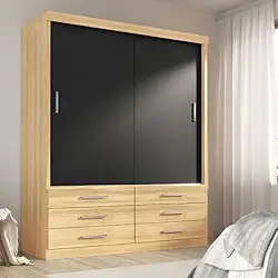 Guarda Roupa Solteiro Capri 2 Portas Correr 6 Gav Teka/onix