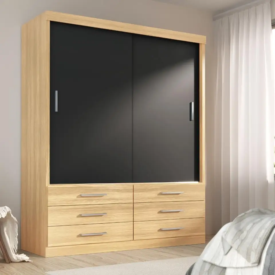 Guarda Roupa Solteiro Capri 2 Portas Correr 6 Gav Teka/onix