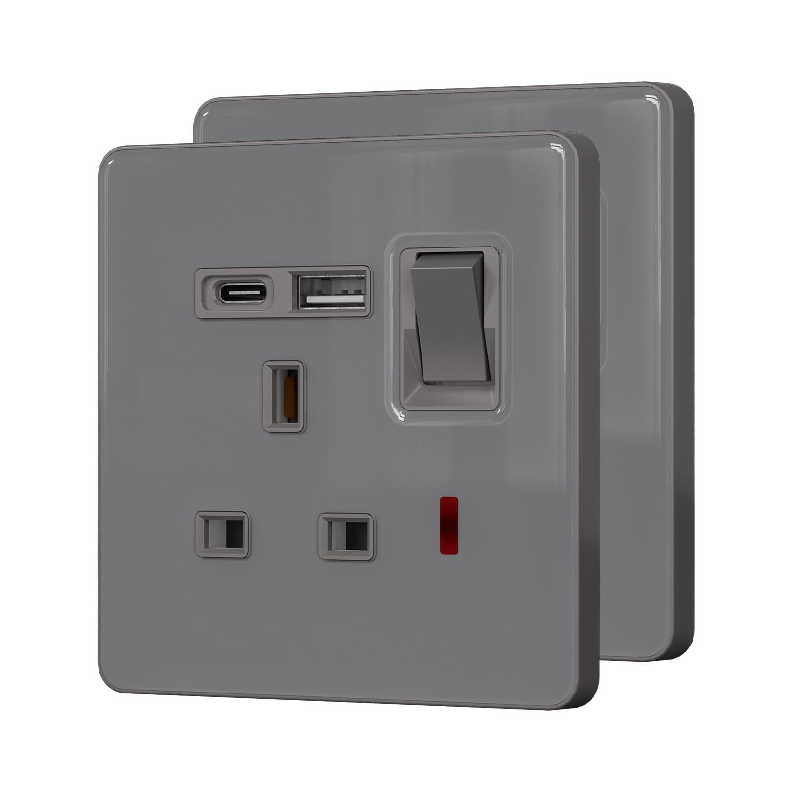 BSEED Single Socket with 20W USB-C Fast Charging,Glass Switched Wall Socket,LED Indicator Light,UK Standard 13A Electric Power Outlet,Screws Included, โ image 1