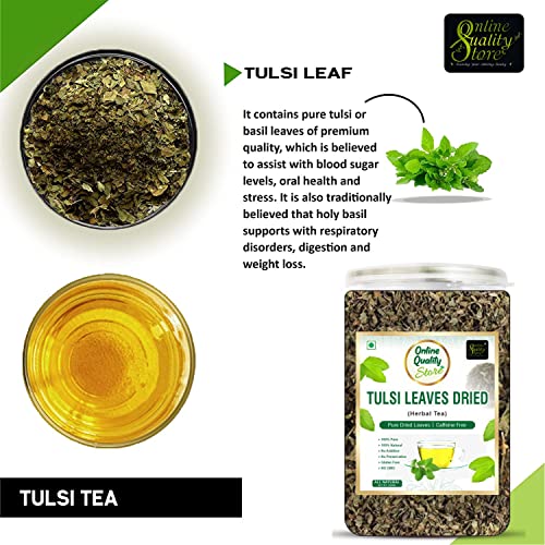Online Quality Store Tulsi Tea -100g | Tulsi Dried Leaves Herbal Green | Tulsi | Helps with Stress and Anxiety