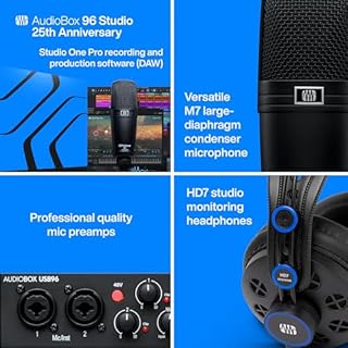 PreSonus AudioBox 96 Studio - Interfaccia Audio USB, Bundle per Registrazione e Produzione, con Microfono, Cuffia & Software, Edizione 25° Anniversario