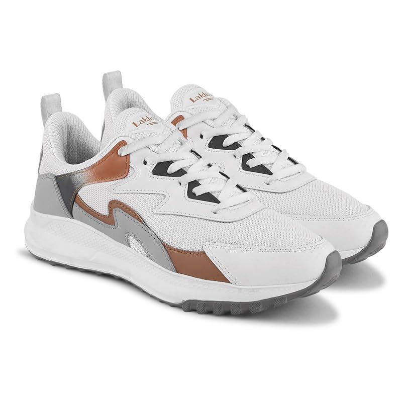 Image of Lakhani aashirwad Men's Sports Shoes | Lightweight Breathable Running Shoes for Men | Flynet Upper, Phylon Sole | Flexible, Comfortable Lace-Up Athletic Shoes