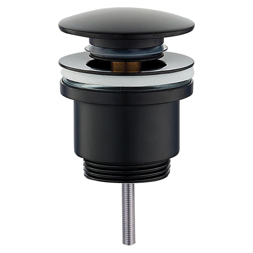 Schläfer 4051101- Piletta di scarico click-clack in Ottone Nero Opaco Misure 1"1/4 universale con tappo tondo per Lavabo Bagno e Bidet, Tappo di Scarico 4051101 per Lavandino