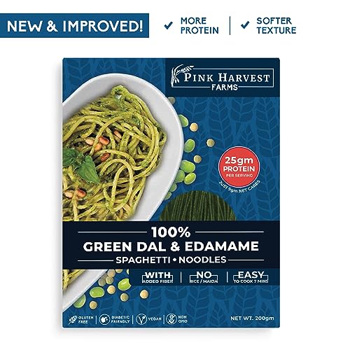 Image of Pink Harvest Farms Green Dal & Edamame Spaghetti Noodles | No Rice - No Maida | Vegan | Gluten Free | High Protein | 200gm Pack