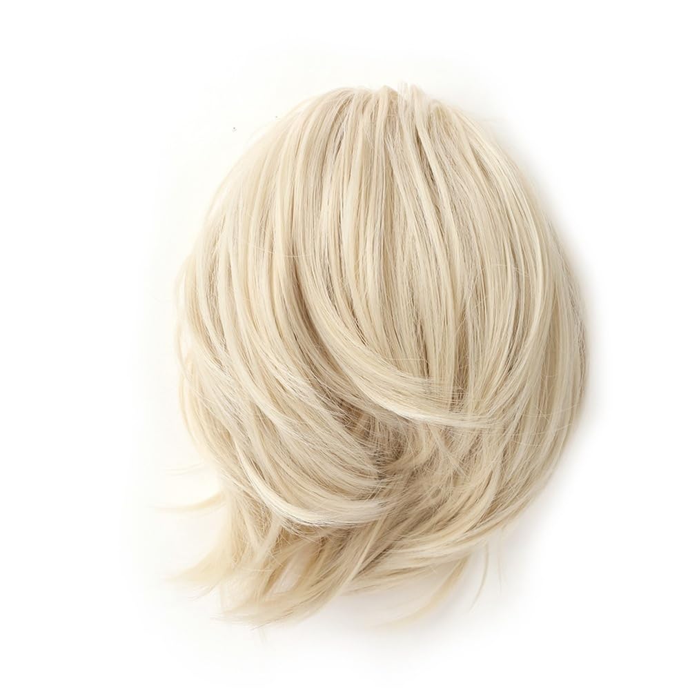 Postizo Coletero Extensiones sintéticas de moño desordenado, coletas elásticas Cortas y Rectas for Mujeres niñas Moño Postizo de Pelo(613C)