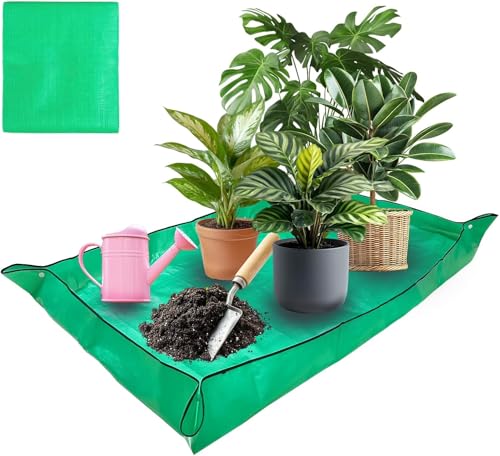 59'' x 59'' Extra Large Plant Repotting Mat, Thickened Foldable Repotting Mat for Indoor Plants, Transplanting Houseplants, Pot Out, Mix Soil and Mess Control, Gardening Gifts for Plant Lover(Green)