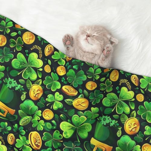Moxquju Fleece Dog Blanket Plush Pet Throw-St. Patrick's Day (20)