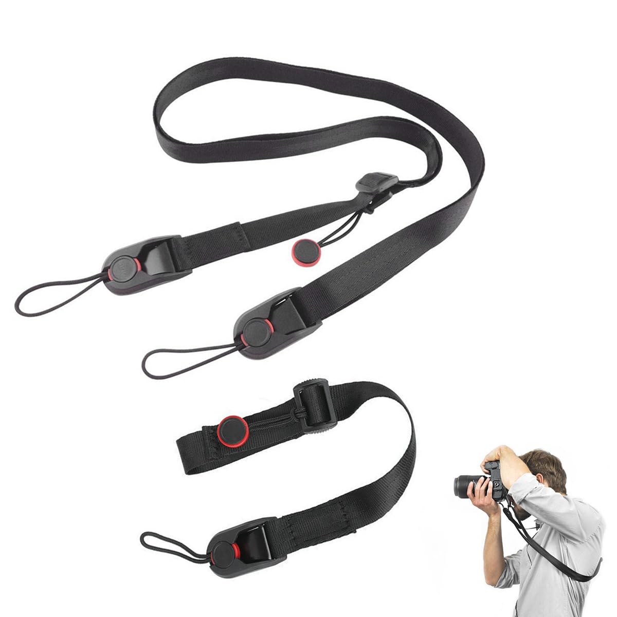 ZORBES® 2PCS Adjustable Nylon Camera Wrist Strap & Lanyard with Quick Release for Secure Grip, Durable Universal Fit for Sony, Nikon, Fujifilm & More DSLR Camera for Travel Outdoor Photography