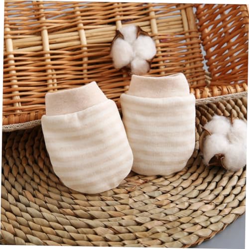 FRCOLOR 5Pairs Newborn Protection Gloves Breathable Cotton Scratch Mittens for Boy Girl Months Random Colors Soft Ribbing for All Seasons for Face Protection2