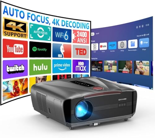 Daylight Projector 2400ANSI Ultra HD 4K HDR10+ Daytime Smart Projector with 2026 Upgraded Auto Lens Cap Tof Autofocus HDMI eARC/CEC WiFi6 Bluetooth5.4 40W DB Audio for Home Theater Gaming Ceiling