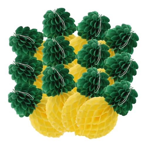 MAGICLULU Pièces De Fruits en Nid d'abeille Nid d'abeille Ananas Décorations De Table Ananas 3D Tissu Ananas Décoration Suspendue Ananas Boules Alvéolées à L'ananas Papier