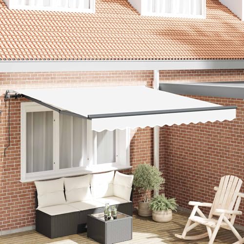 Auvent extérieur blanc pour jardin avec store rétractable 300x250