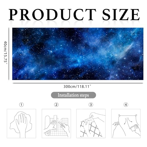 Image of Nuxovilar Dark Blue Galaxy Marble Wallpaper Peel Stick 15.75x118.11