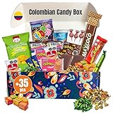 Colombian Assortment Candy Food Sweet Snacks Gift Crate Box Assorted Cookies, Chips & Candies Mix Variety Pack, Popular sweets, Fruit Snacks, Gift Snack Box for Lunches, Holiday Gifts. Birthday Collage Latin Sabor