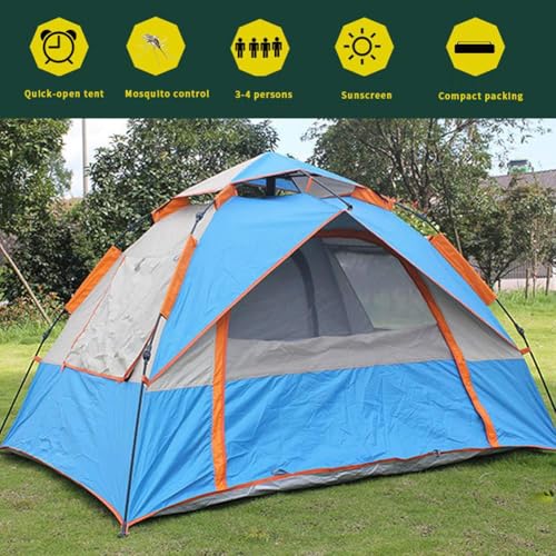 Carpa automática impermeable doble capa azul miniatura 3
