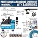 Master Airbrush Cool Runner Dual Fan Air Compressor Professional Airbrushing System Kit with 3 Airbrushes, Gravity & Siphon Feed - 6 Primary Opaque Colors Acrylic Paint Artist Set, Hose & Holder