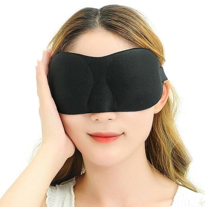 ANSIJA sleeping Travel eye mask Masks for Men Women Girls Boys Kids & Night Sleep Eye black 3D Cotton Cover Super Soft & Smooth -black(multicolor)-image-43