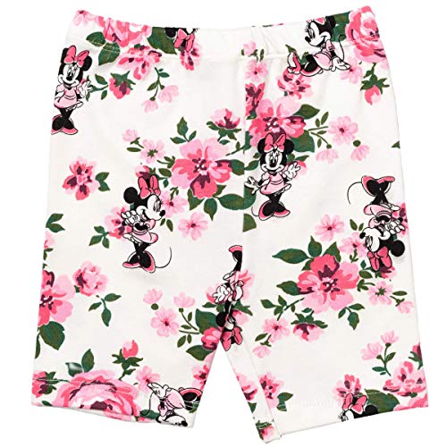 Disney Minnie Mouse Toddler Girls Crossover T-Shirt Bike Shorts And Scrunchie 3 Piece Outfit Floral Coral/White 3T #TOP2