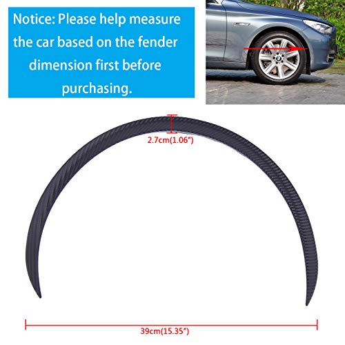 Honhill 4Pcs Front & Rear Fender Flares Universal Car Carbon Fiber Rubber Trim Wheel Eyebrow Protector, Black #TOP2
