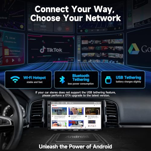 ATOTOZONE A5L Android Double DIN Car Stereo & Backup Camera, 7inch Wireless CarPlay& Android Auto, 2G+32G WiFi/Bluetooth/USB, MirrorLink, 24B-EQ DSP, FM/AM/TF/SWC,GPS Tracking &ChatGPT AI - Thumbnail 2