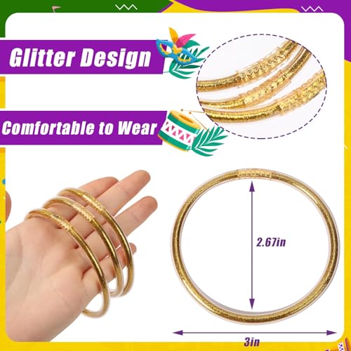 JUNEBRUSHS 9Pcs Bracelet Glitter Jelly Bracelets Silicone Jelly Bangles Bracelet Set for Party Favors Gifts4