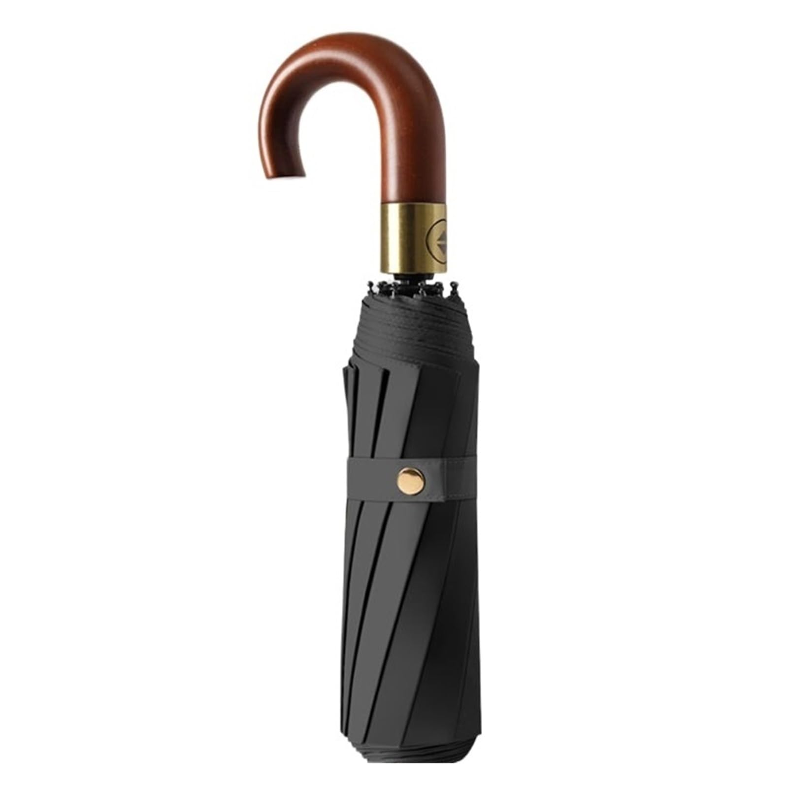 Zghqhcdrh Black Fully Automatic Foldable Wind And Rain Lmpervious Umbrella, Suitable For Both Sunny And Rainy Days, With A Stylish Wooden Curved Hook Handle.(Black)