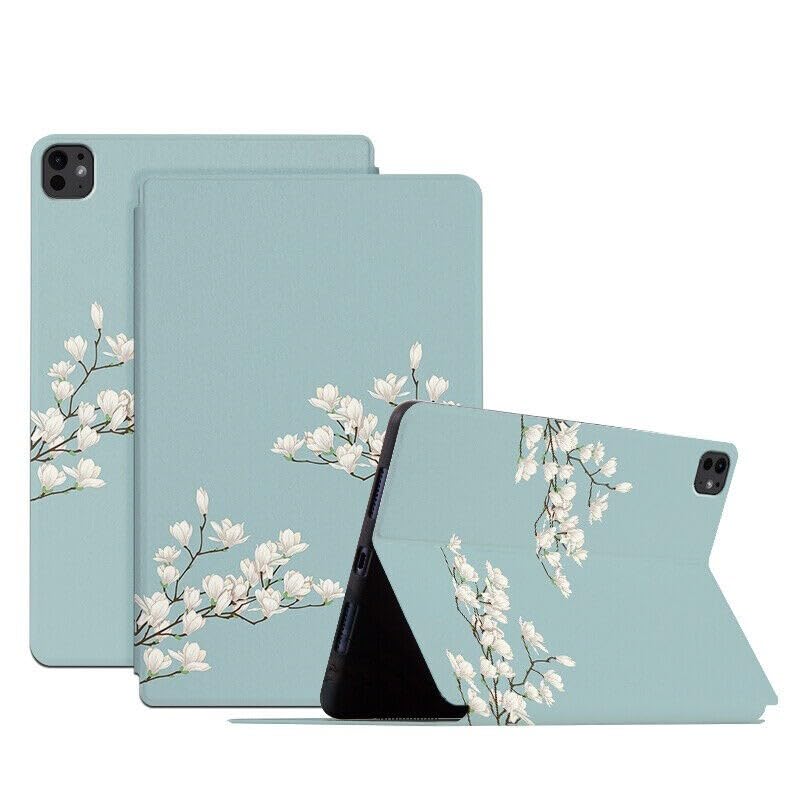 Étui iPad Pro 13 M4 2024 motif cuir couleur gardénia avec support flip back