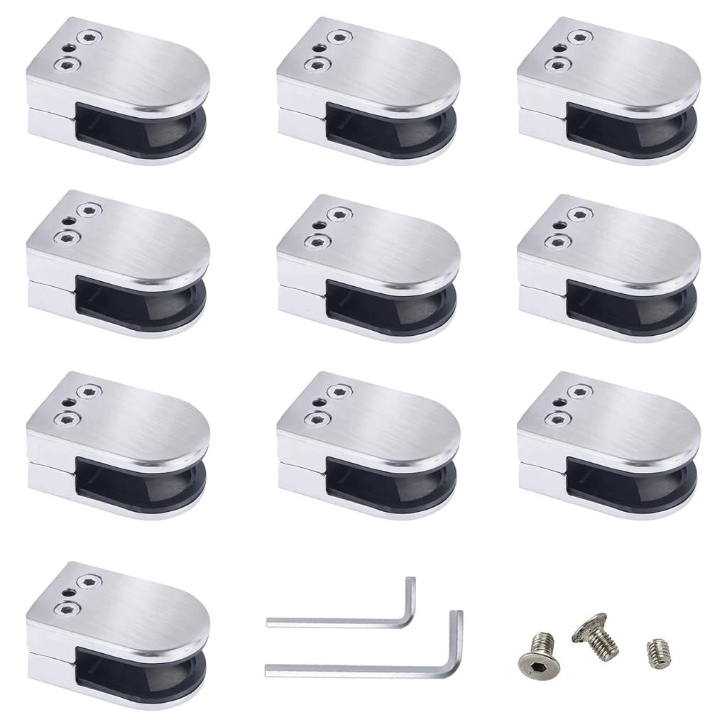 MUYRJLZX Glass Holder 10pcs Glass Floor Clamp Stainless Steel Glass Clamps for Handrails Stairs Glass Shelf Clamp Spigot Clamp Safety Glass Clips Perfect Match