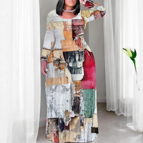 Image of PinkPatty Women's Plus Size Long Sleeve Maxi Dresses T Shirt Boho Fall Dress with Pockets