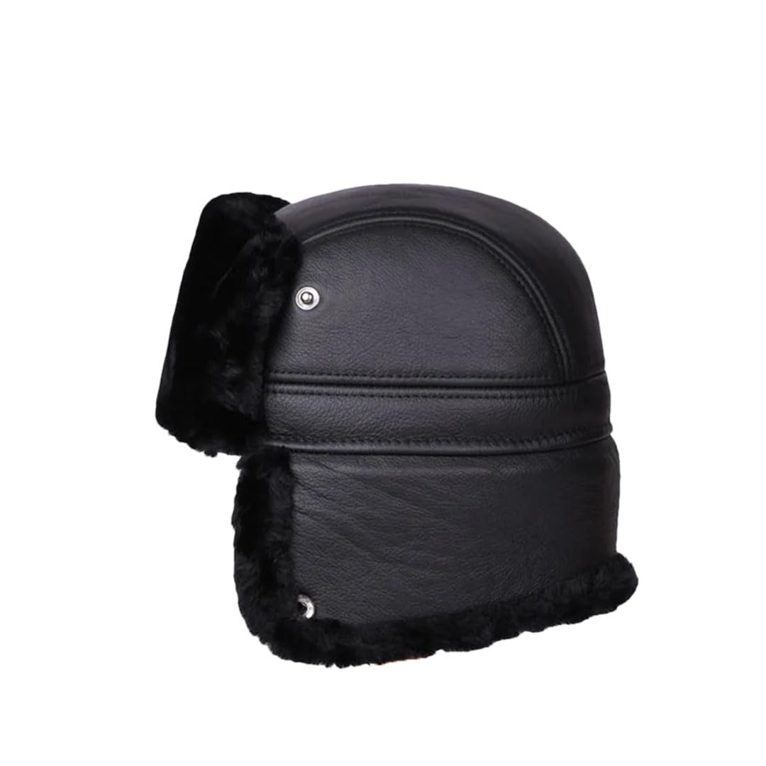 Gorros de invierno para hombre, de piel sintética, forro polar, cálido, sin ala, cabeza de oreja, resistente al frío