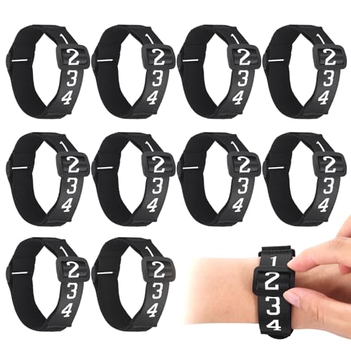 Coositel 10 Pcs Football Numbered Wrist Down Indicator, Football Referee Accessories, Adjustable Nylon Wrist Counter for Head Linesman Umpire Equipment