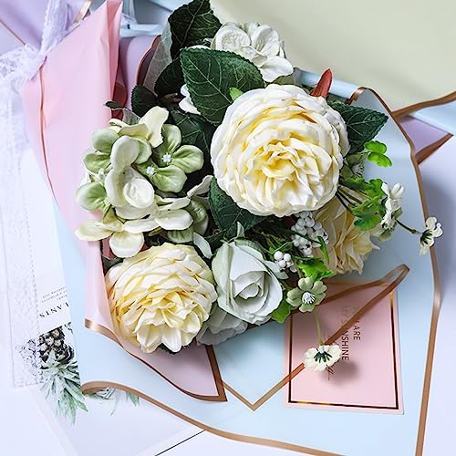 Image of Oasis - 20 Sheets Korean Style Waterproof Premium Bouquet Wrapping Sheet (58cm x 58cm) | Green With Golden Border Line Flower Wrapping Paper | Elegant packaging for bouquet, Gift Wrapping & More