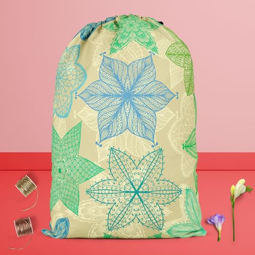 Image of ArtzFolio Vintage Ornate Flowers | Reusable Sack Bag | Bag for Gym, Storage, Vegetable & Travel