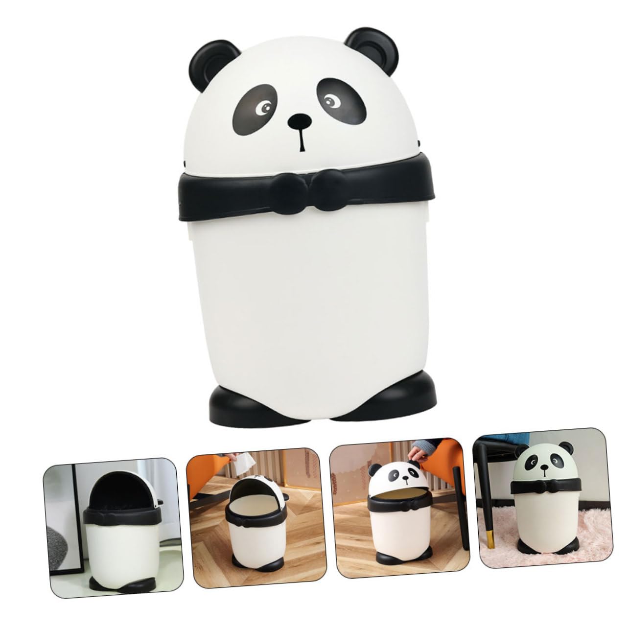 KOMBIUDA Creative Cartoon Panda Trash Can Mini Garbage Bin with Shake Lid for Rooms Cute Storage for Home Decor and Waste Management