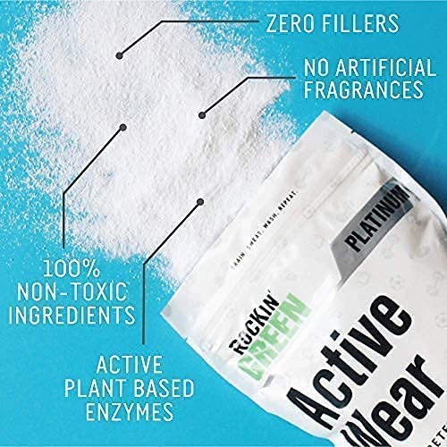 Rockin' Green Active Wear 45oz Bundle With Classic Rock Unscented Laundry Detergent Powder 45oz | All-Natural and Eco-Friendly | Non-Toxic and Safe for Sensitive Skin | Vegan and Biodegradable