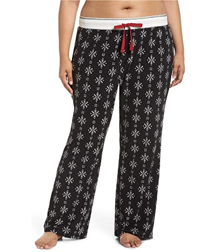 P.J. Salvage Womens Snowflakes Thermal Pajama Pants, Black, 1X