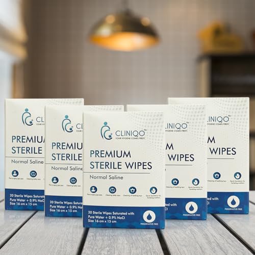 Image of Premium Sterile Wipes, Saline Sanitation for Lactating Mothers, Post-Surgery Eye Care, Cleaning Teething Toys and Cleaning Baby Eyes 16 x 15 cm (Pack of 5)