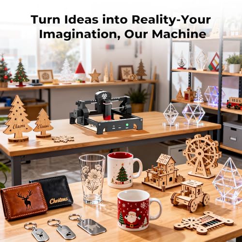 Image of ACMER S1 Laser Engraver 3500mW, Compact Desktop Engraving & Cutting Machine for DIY Crafts, Small Business & Makers, 130x130mm Work Area, 0.04mm Detail Engraving for Wood, Acrylic
