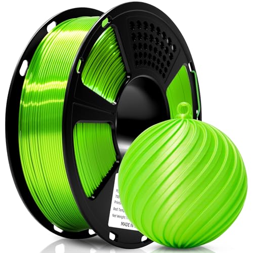 Image of Geeetech Silk PLA Filament 1.75mm 3D Printer Filament Apple Green, Metal-Like Shiny Silk PLA Filament, 1kg (2.2lbs) 1 Spool, Dimensional Accuracy + /- 0.02 mm, Bright Green