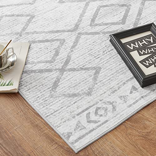 TOPICK Runner Rug 60x210cm Hallway Runner Grey Soft Short Pile Rug Indoor Mat Geometric Print Lightweight Carpet Non Slip for Bedroom Kitchen Dining Room Living Room - Image 3
